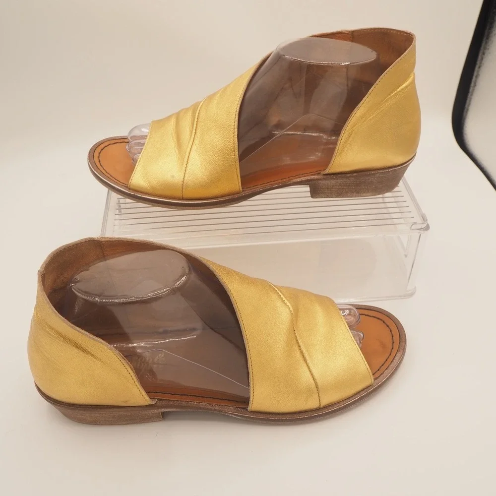 Free People Mont Blanc Gold Leather Sandals EU 39 US 8.5-9 Boho Mule
